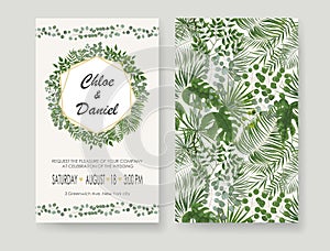 Wedding Invitation, rsvp modern card Design. Vector natural, bot
