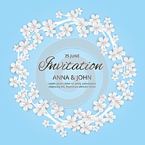 Wedding invitation sakura flowers