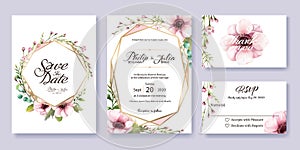 Wedding Invitation, save the date, thank you, rsvp card template photo