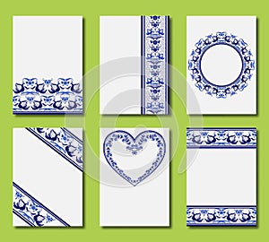 Wedding Invitation. Set of Thank you Card, rsvp, posters and modern card. Collection template Design. Trendy blue ethnic patterns