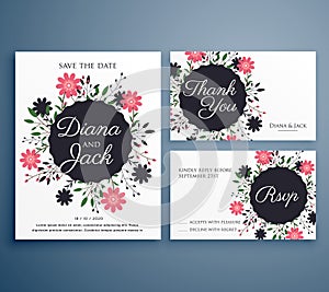 Wedding invitation suite set with flower decoration