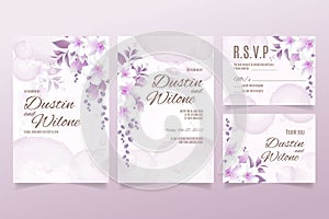 Wedding invitation template with flowers and leaves