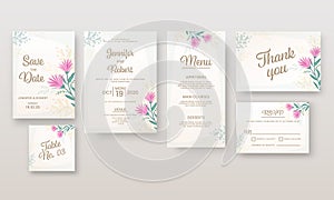 Wedding Invitation or Template Layout Like As Save The Date, Venue, Menu, Table No, Thank You and RSVP Card