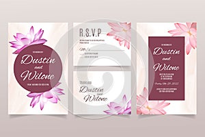 Wedding invitation template with lotus flowers