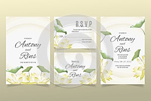Wedding invitation template with lotus flowers