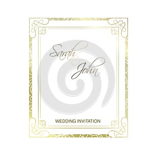 Wedding invitation. Vintage frame. Ornate element for design. Ornamental loops. Luxury decor for certificate, diploma, patent. Pla