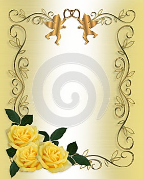 Wedding Invitation Yellow Roses Border