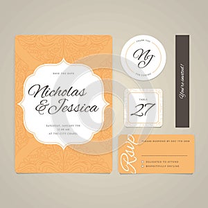 wedding invitational card design. Vector illustration decorative design