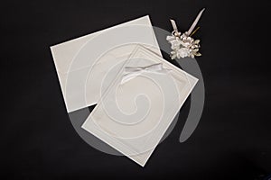 Wedding invitations on black blackground