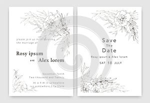 Wedding Invitations save the date card design with elegant garden anemone