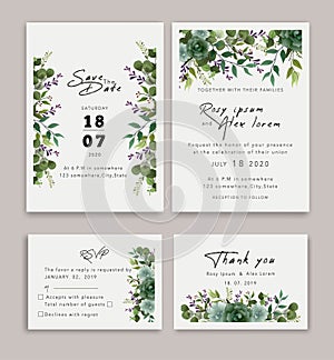 Wedding Invitations save the date card design with elegant garden anemone