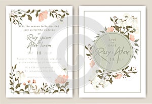 Wedding Invitations save the date card design with elegant garden anemone photo