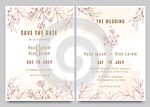 Wedding invitations save the date card with elegant garden anemone