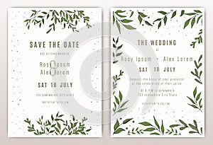 Wedding invitations save the date card with elegant garden anemone