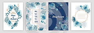 wedding invitations with a tropical pattern. covers set.