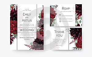 Wedding invite, invitation card, rsvp, thank you cards floral de