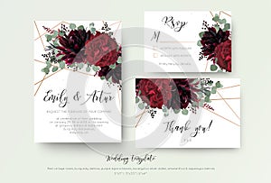 Wedding invite invitation, rsvp, thank you card floral design. R