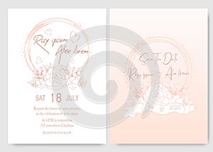 Wedding invite, invitation, save the date card design with elegant lavender  garden  anemone
