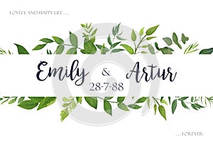 Wedding invite, invitation, save the date card Design with green