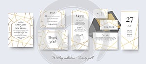 Wedding invite, rsvp, menu, thank you cards delicate design with