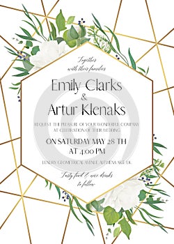 Wedding invite, save the date card delicate design with natural