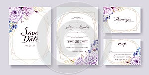 Wedding InWedding Invitation, save the date, thank you, rsvp card Design template.