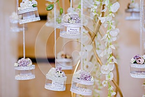 a wedding keepsake hanging from above