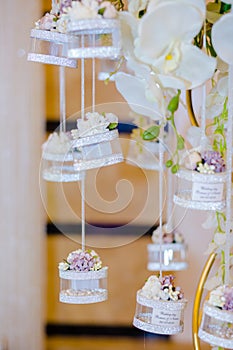 a wedding keepsake hanging from above