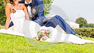 Wedding kiss, bride and groom kiss