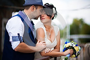 Wedding, kiss, top view