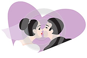 Wedding kiss. Vector illustrat