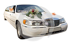 Wedding limousine with flowers