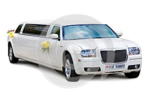 Wedding limousine isolated