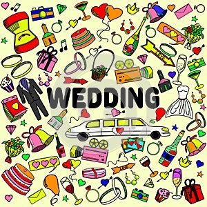 Wedding line art design vector illustration