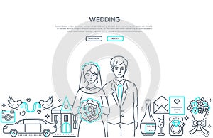 Wedding - line design style banner with place for text