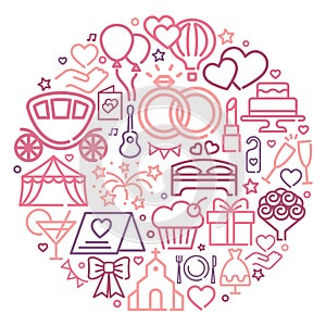 Wedding line icons