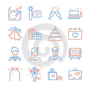 Wedding line icons