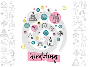 Wedding Line Icons Concept