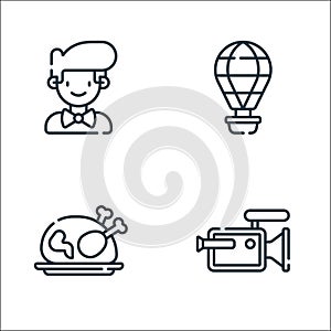 Wedding line icons. linear set. quality vector line set such as video camera, chicken, hot air balloon