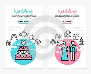 Wedding Line Icons Vertical Banners