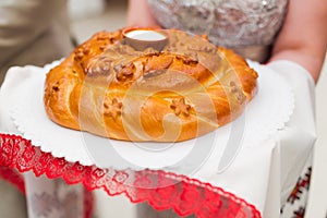 Wedding loaf of bread and salt