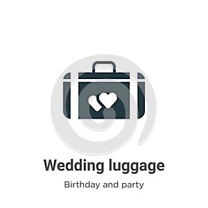 Wedding luggage vector icon on white background. Flat vector wedding luggage icon symbol sign from modern birthday and party