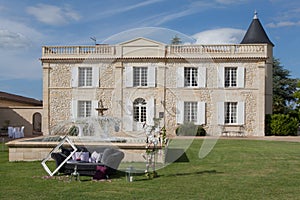 A wedding manor with a sofa outdoor