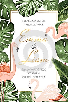 Wedding marriage tropical event invitation card template