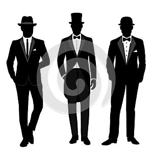 Wedding men s suit and tuxedo. Gentleman. Collection.