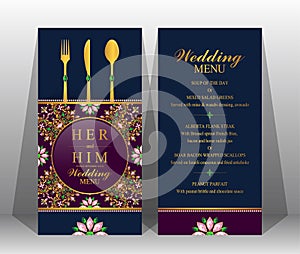 Wedding menu card templates .