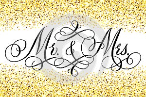 Wedding modern golden glitter calligraphy