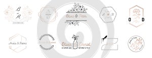 Wedding monogram collection, Modern Minimalistic and Floral templates for Invitation cards, Save the Date, Logo identity