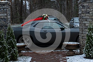 Wedding motorcade car for the bride and groom