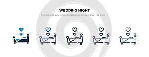 Wedding night icon in different style vector illustration. two colored and black wedding night vector icons designed in filled,